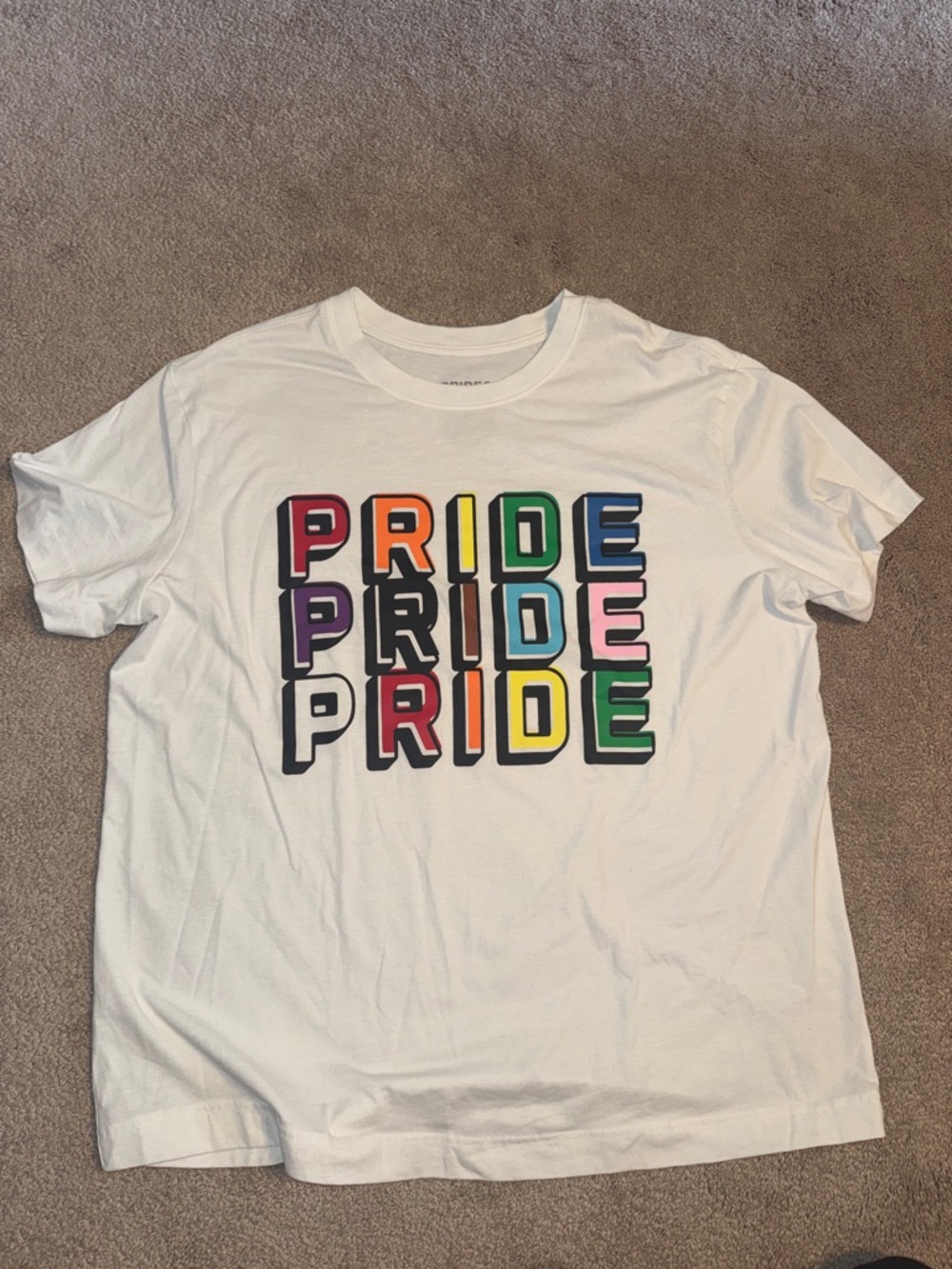 White Pride Graphic Tee - Colorful Block Lettering
